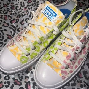 Cheetah print multicolored converse